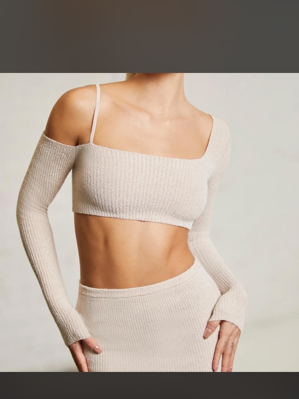 Oh Polly Asymmetric Long Sleeve Crop Top